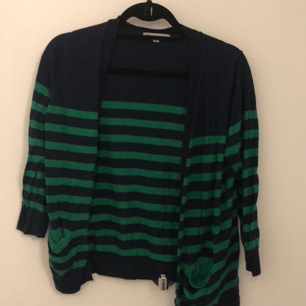 Navy Blue & Green Striped Sweater